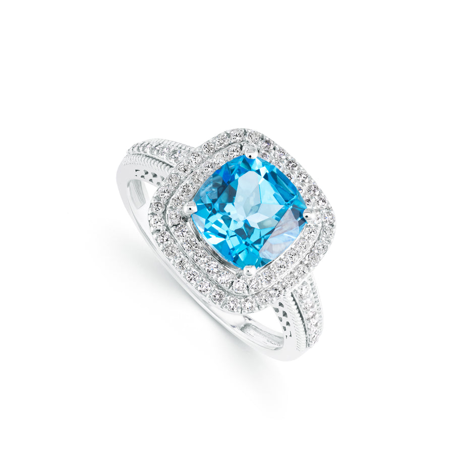 Liara Sky Blue Topaz Diamond Ring