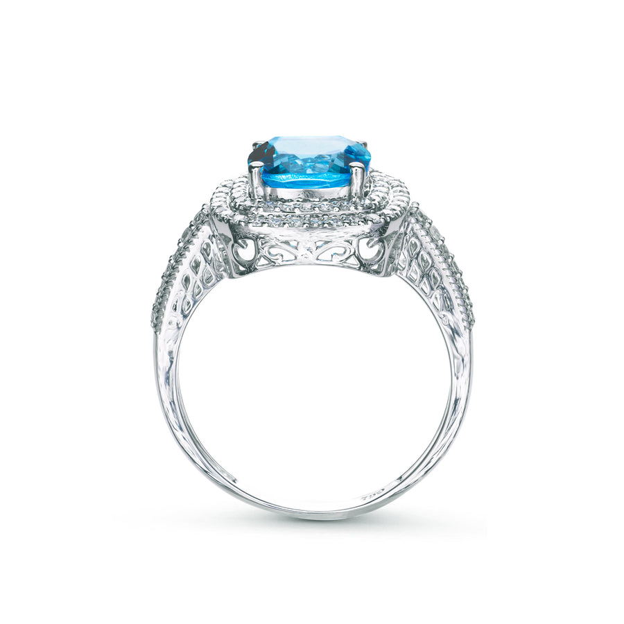 Liara Sky Blue Topaz Diamond Ring